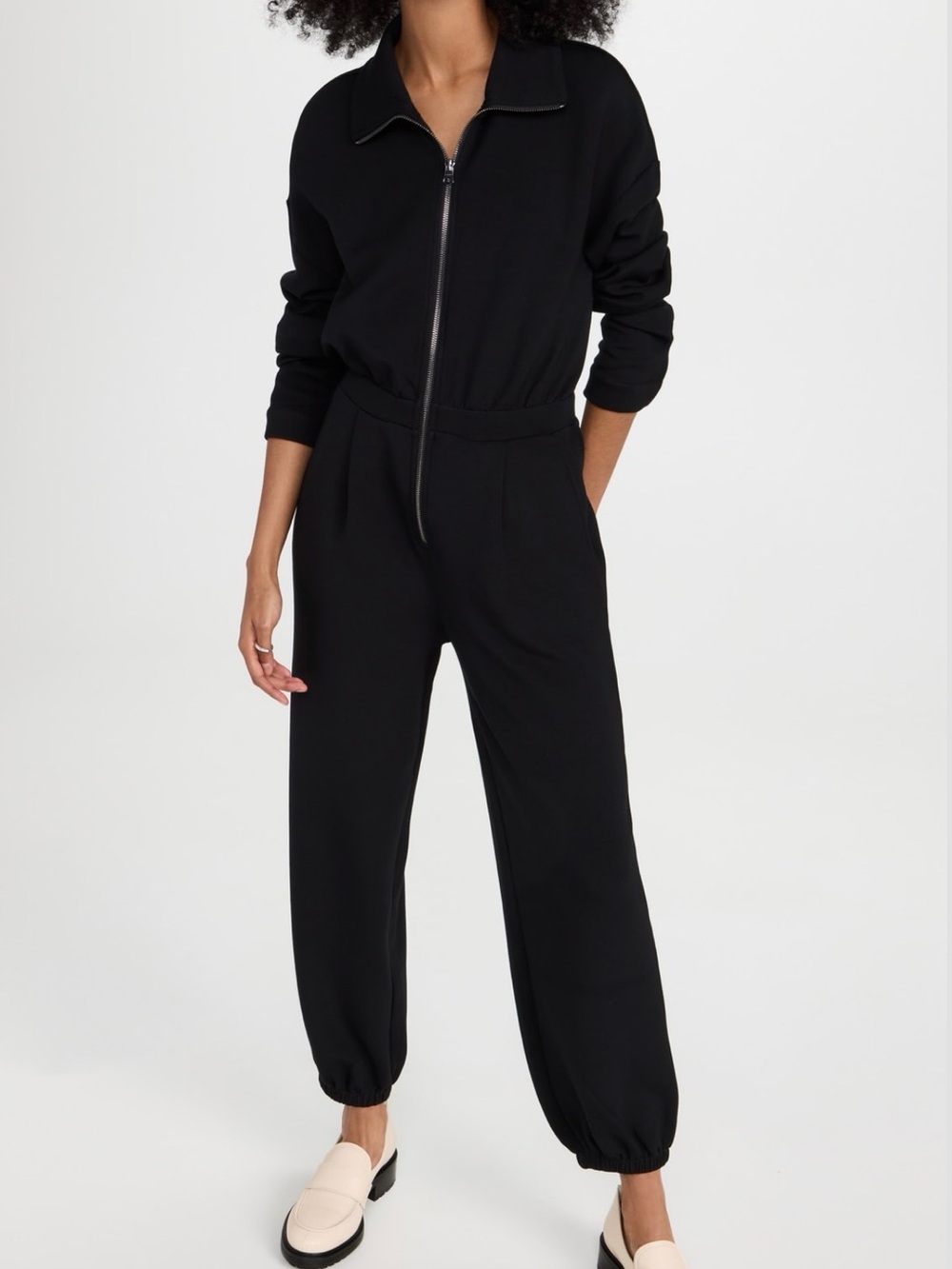 Varley Zip Front Jogger Jumpsuit Black Size Medium